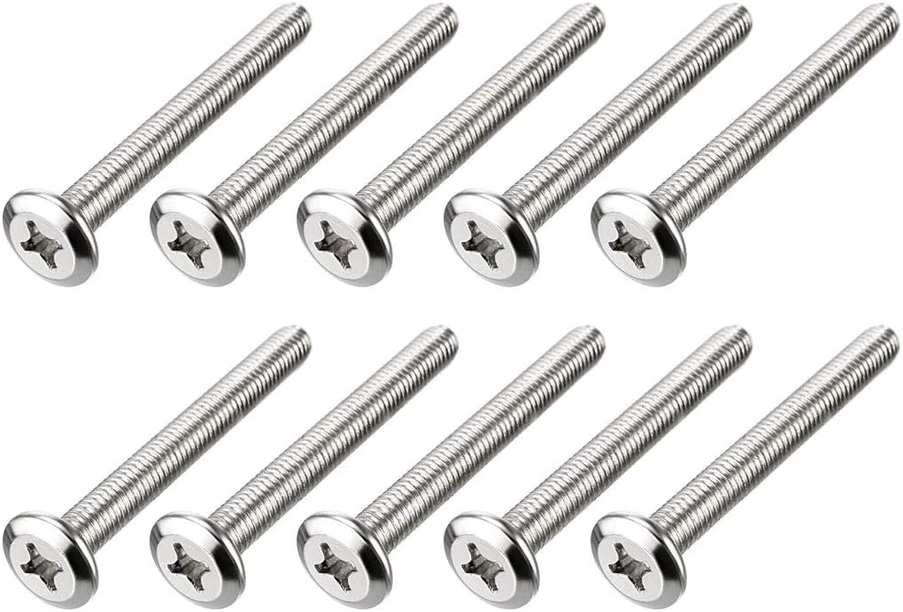 M6x55mm Phillips Head Screws Furniture Bolts Fastener Carbon Steel 10pcs