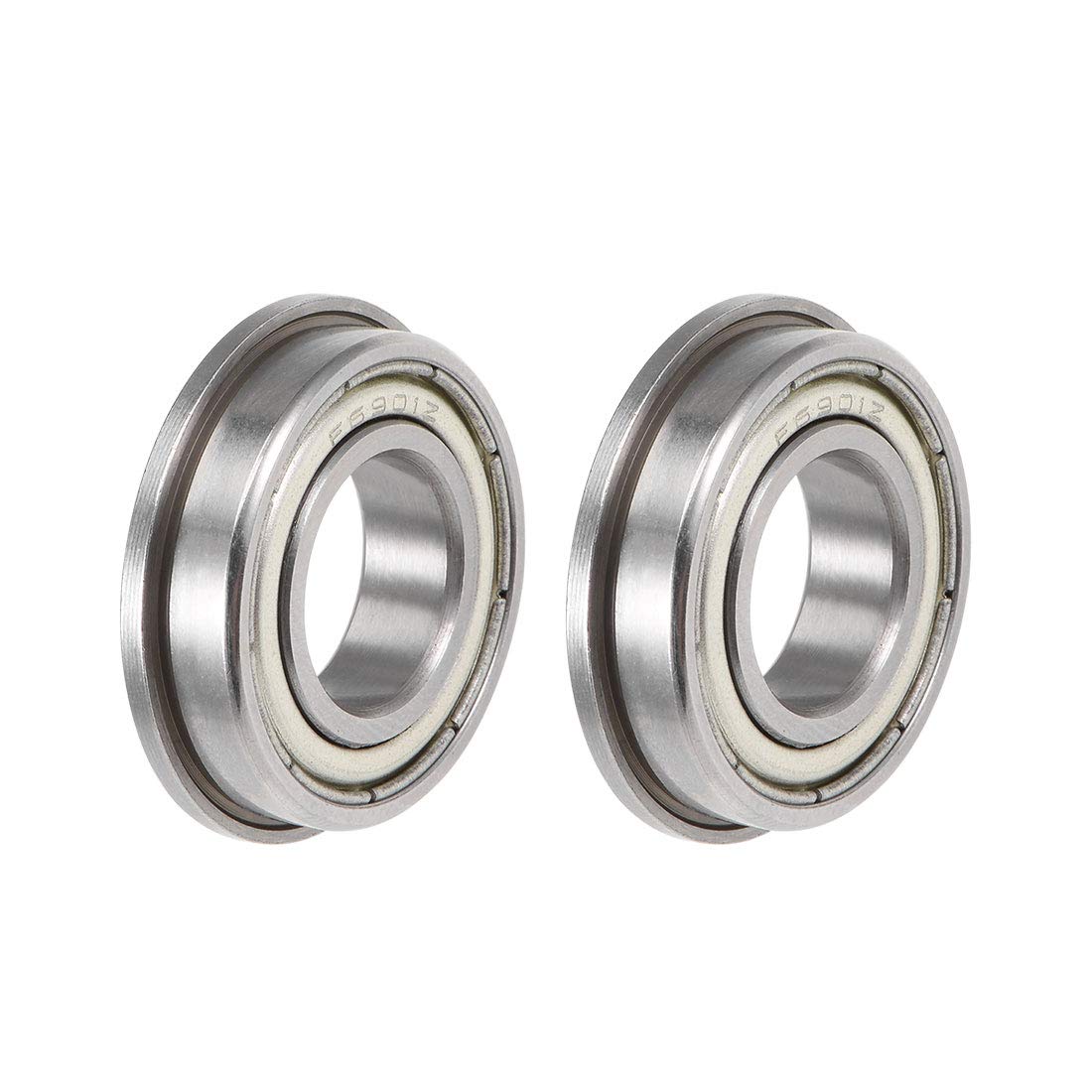 F6901ZZ Flanged Ball Bearing 12x24x6mm Shielded Chrome Steel Flange Rip Bearings 2pcs
