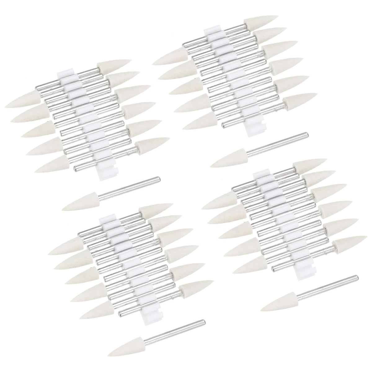 6mm Wool Felt Mounted Points Conical Polishing Bits Burrs Buffing Wheels with 1/8" Shank 48 Pcs
