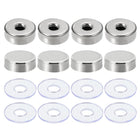 8 Pcs Standoff Screw Caps, 0.63" Stainless Steel Standoff Nail Accessory Glass Nail with 8 Rubber Gaskets for Glass Acrylic Frame Advertising Board Connect and Fix, Glossy Silver