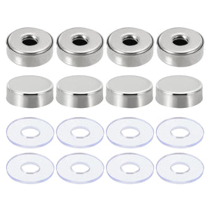 8 Pcs Standoff Screw Caps, 0.63" Stainless Steel Standoff Nail Accessory Glass Nail with 8 Rubber Gaskets for Glass Acrylic Frame Advertising Board Connect and Fix, Glossy Silver