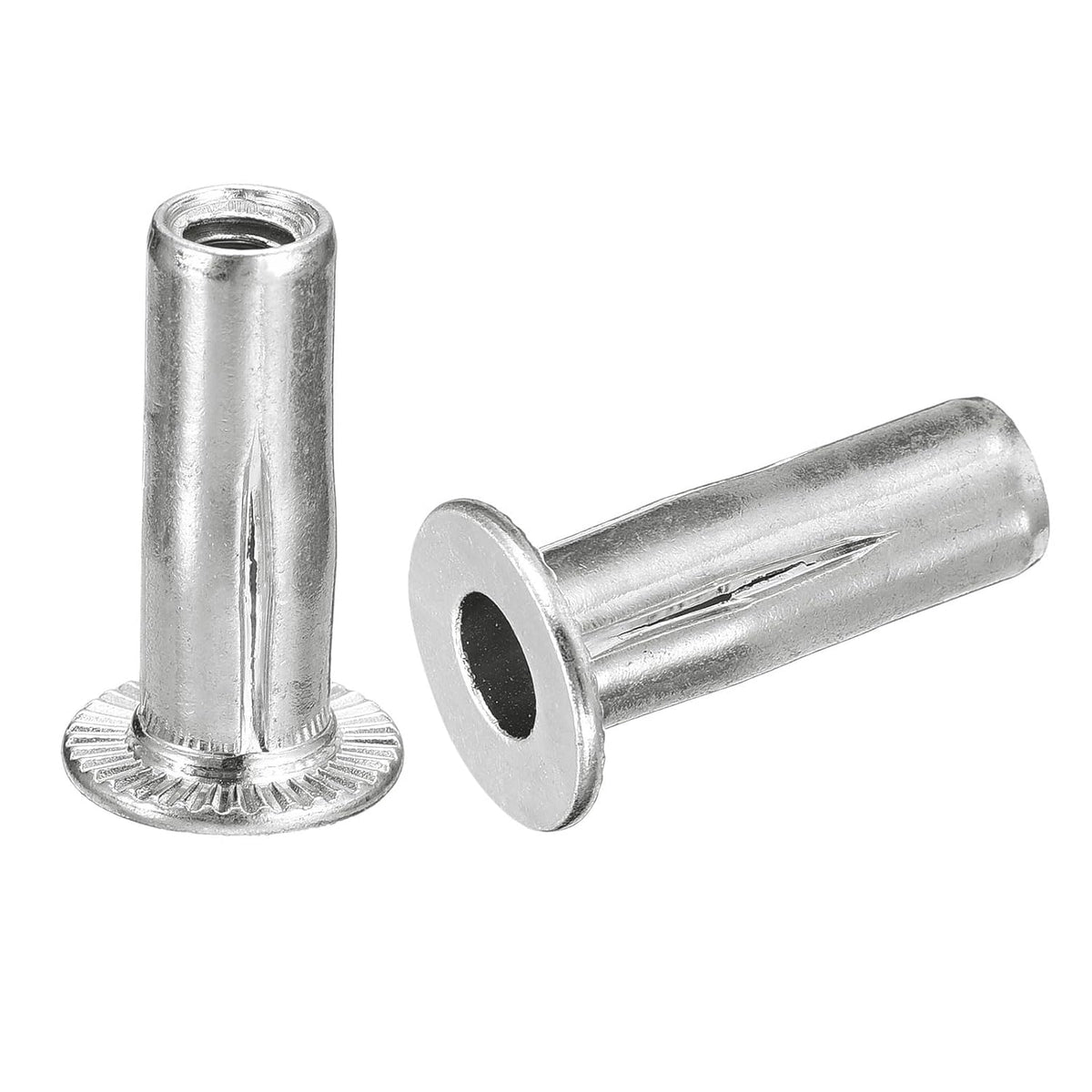 1/4-20 Multi-Grip Rivet Nuts, 10pcs Pre-Bulbed Shank Flat Head Threaded Insert Nut 304 Stainless Steel Plus Nuts for Construction Industrial