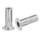 1/4-20 Multi-Grip Rivet Nuts, 10pcs Pre-Bulbed Shank Flat Head Threaded Insert Nut 304 Stainless Steel Plus Nuts for Construction Industrial