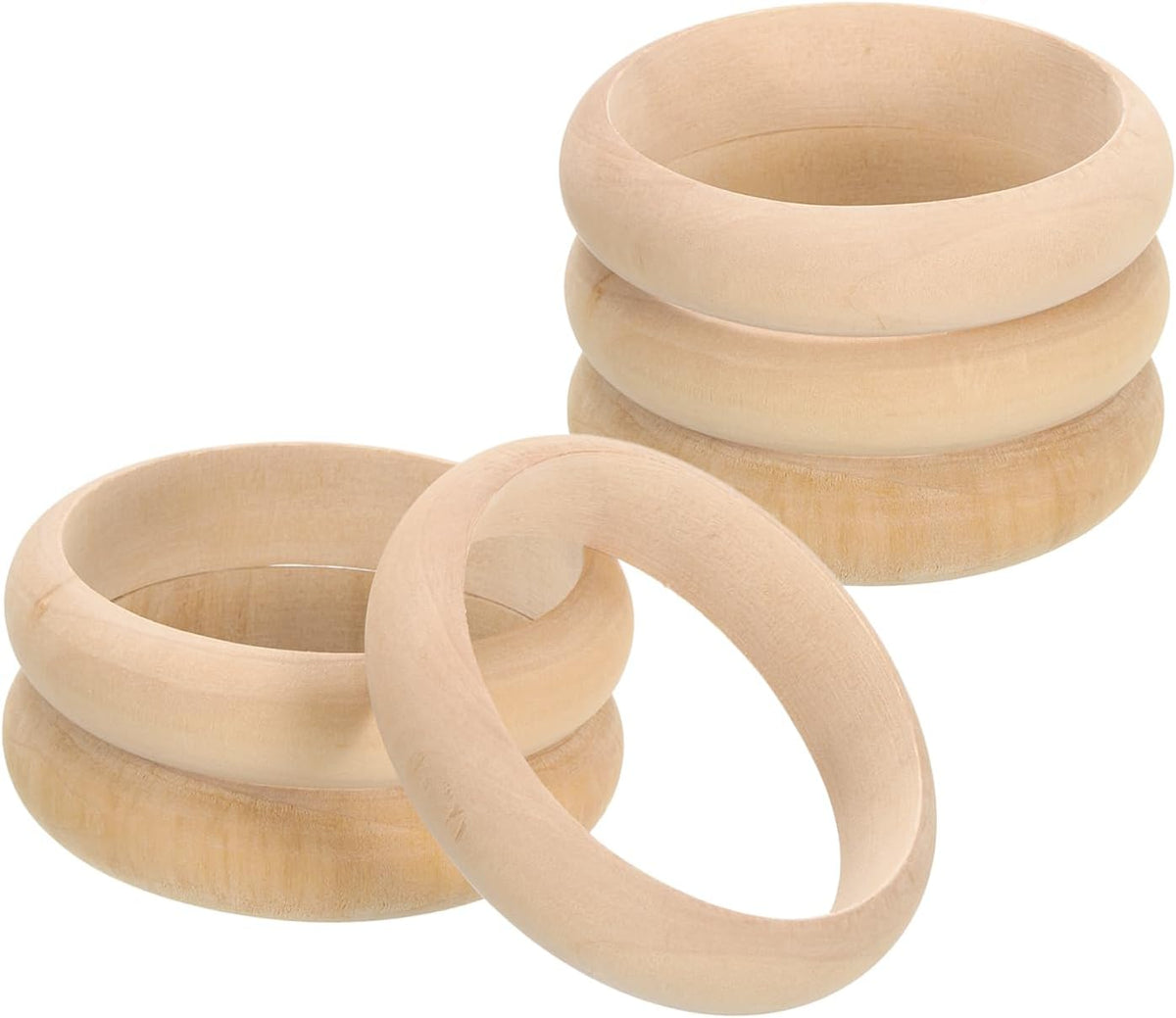 Wooden Bangle Bracelet, 6Pcs 87mm - Log Retro Macrame Rings, Unfinished Smooth Wood Circle, Wooden Rings for Crafts, Jewelry, DIY Making, Home Decor