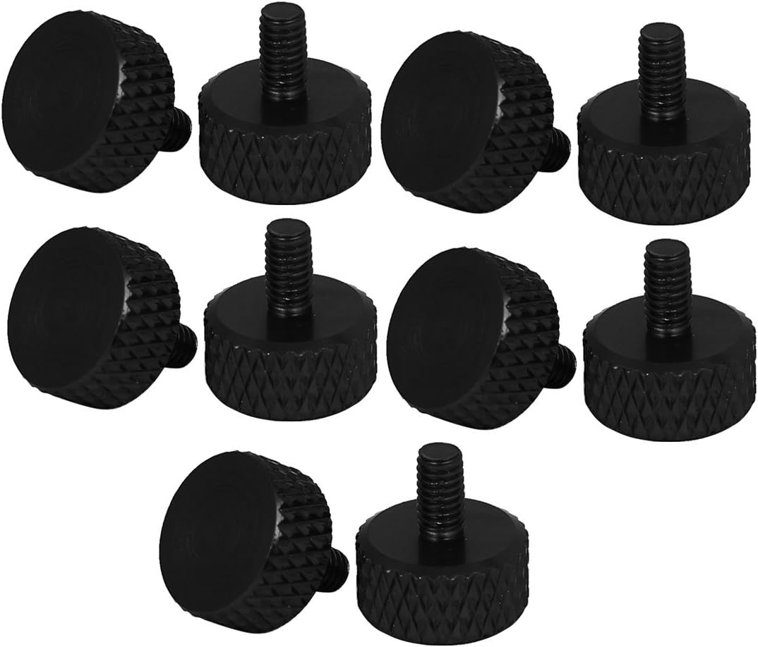 Graphics Card Metric M3.5-0.6x6mm Flat Head Knurled Thumb Screws Black 10pcs