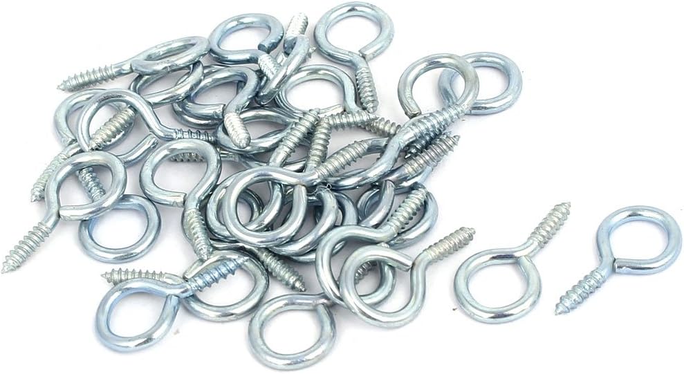 Jewelry Garden Vine Wire 2mm Thread Dia Screw Eye Hook Silver Tone 32pcs