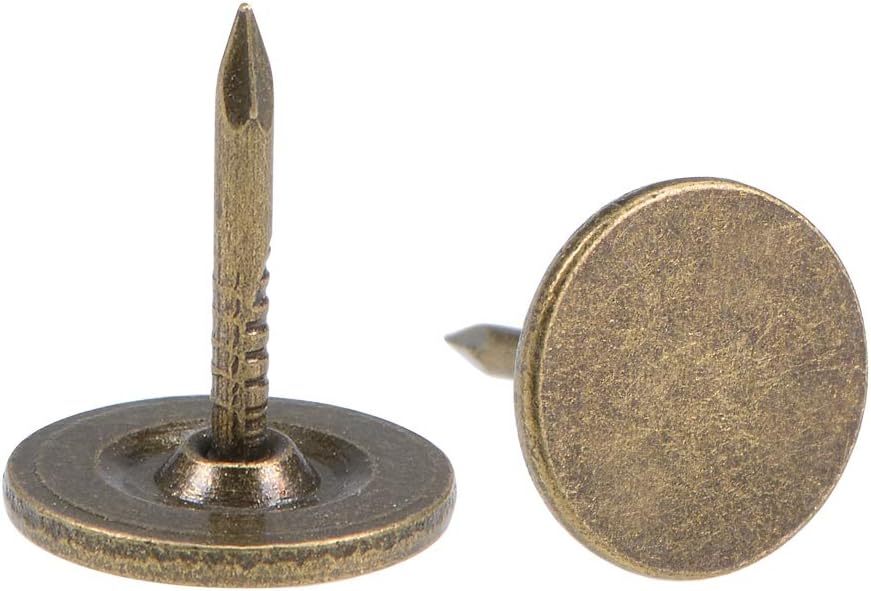 Upholstery Nails Tacks 11mmx13mm Flat Head Furniture Nails Bronze Tone for Furniture Sofa Headboards, 25 Pcs