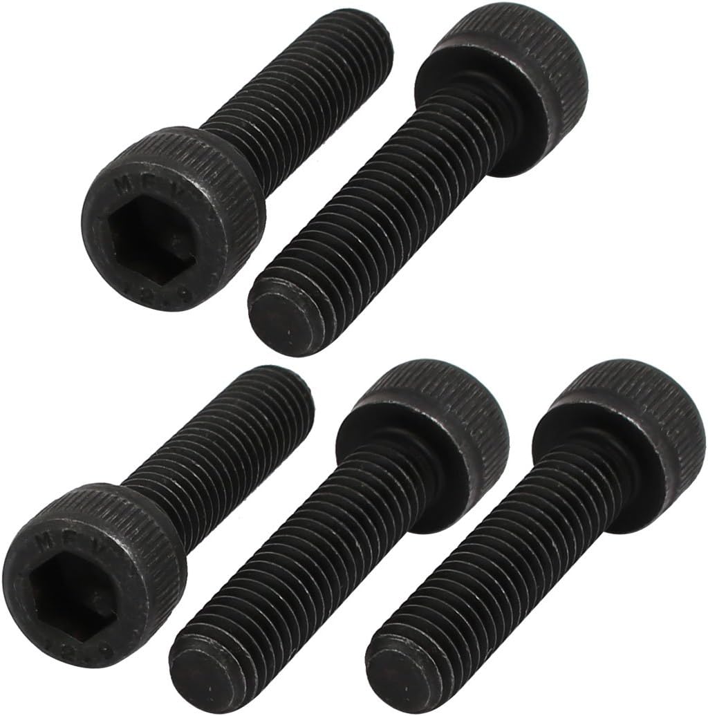 5pcs M6x25mm 12.9 Grade Hex Socket Cap Left Hand Thread Screw Bolt Black