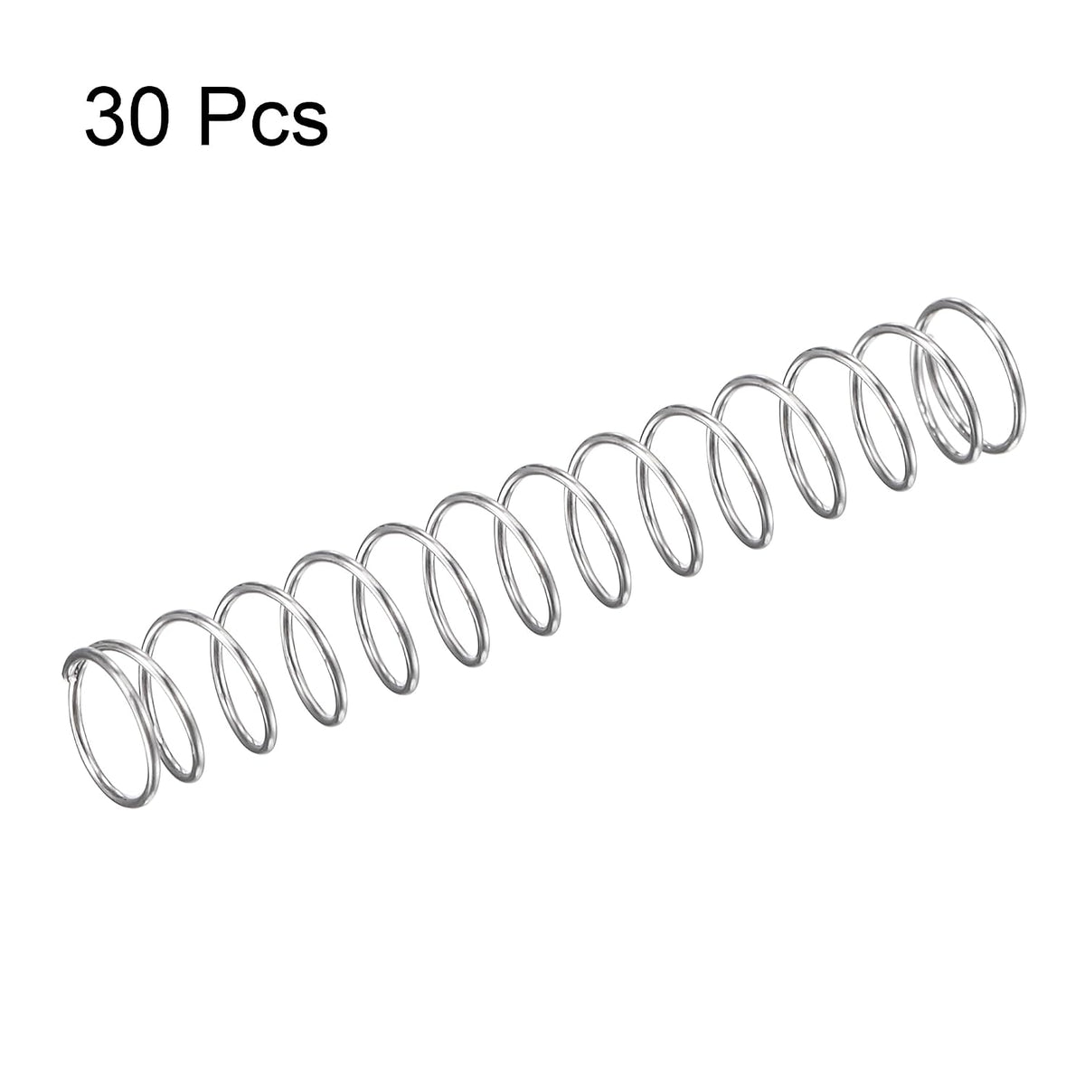Spring Kompresi,304 Susunan Besi,5mm OD,0.4mm Ukuran Wire,9mm Panjang Kompresi,15mm Panjang Bebas,2N Kapasitas Muat,Warna Perak,30pcs