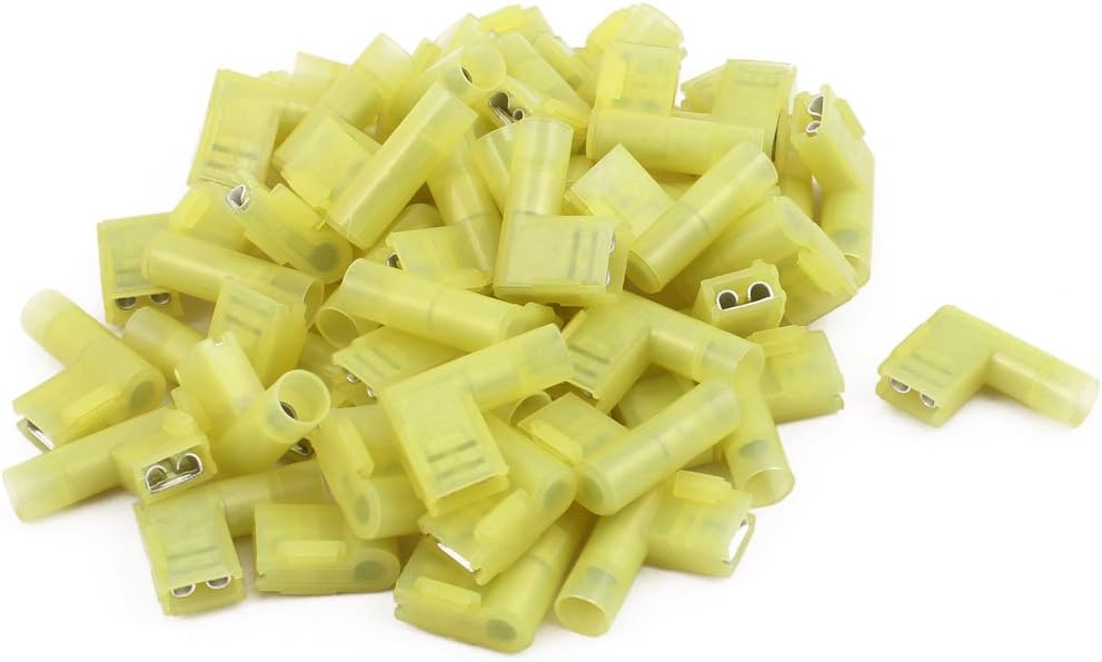 50Pcs Flag Crimp Terminals Female Nylon Fully Insulated Wire Connectors Yellow