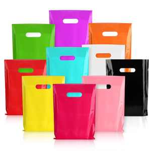 LinkMejor 9x12 Warna Beragam Tas Hadiah Plastik dengan Tang 100 Pcs