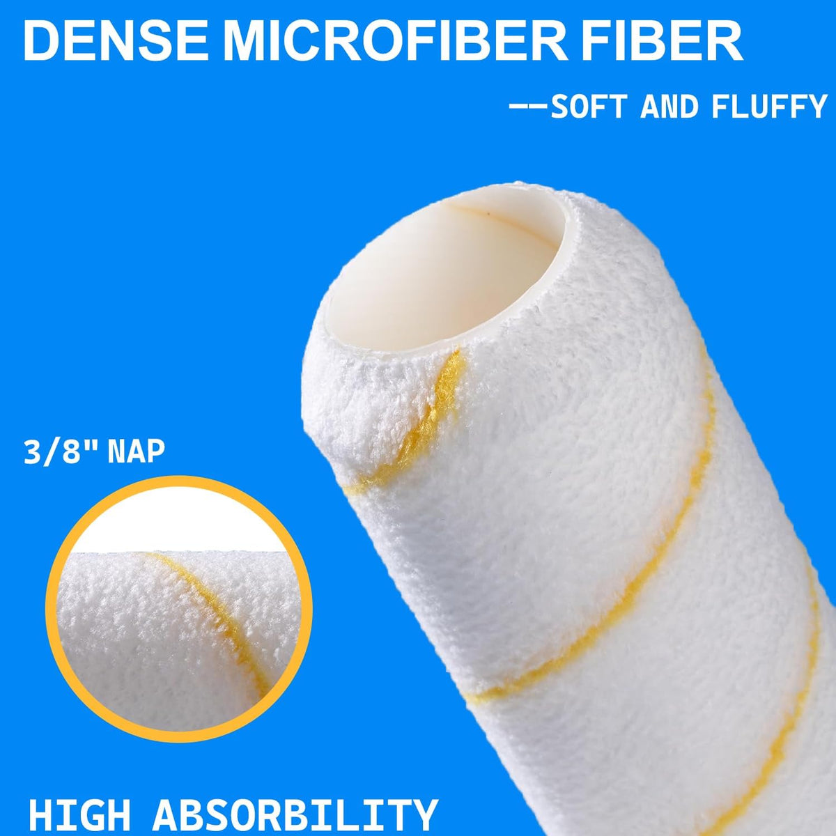 LinkMejor 5 szt. wałek malarski 9 calowy, zestaw wałków malarskich Microfiber 3/8" Nap
