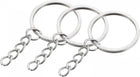 LinkMejor Split Keychain Rings, 2x28mm Round Flat Key Holder with Chain for Home Car Keys Organization, Nickel Plated, Silver Tone 24Pcs