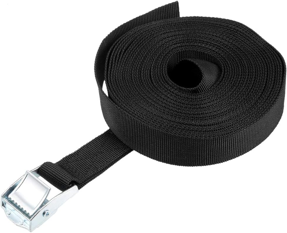 Tie Down Strap Cam Buckle Lashing Strap 1" x 23Ft 176lb 80Kg Load Polypropylene for Moving Securing Cargo, Black