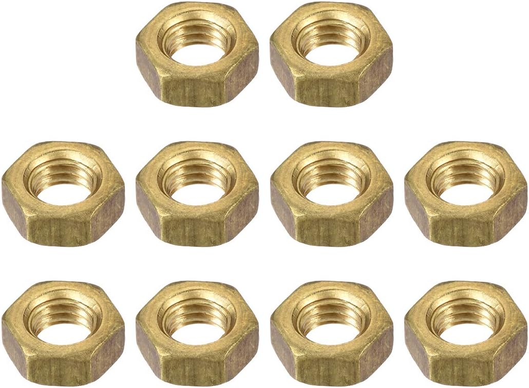M6 Brass Finished Metric Hex Nut Fastener Brass Tone 10pcs
