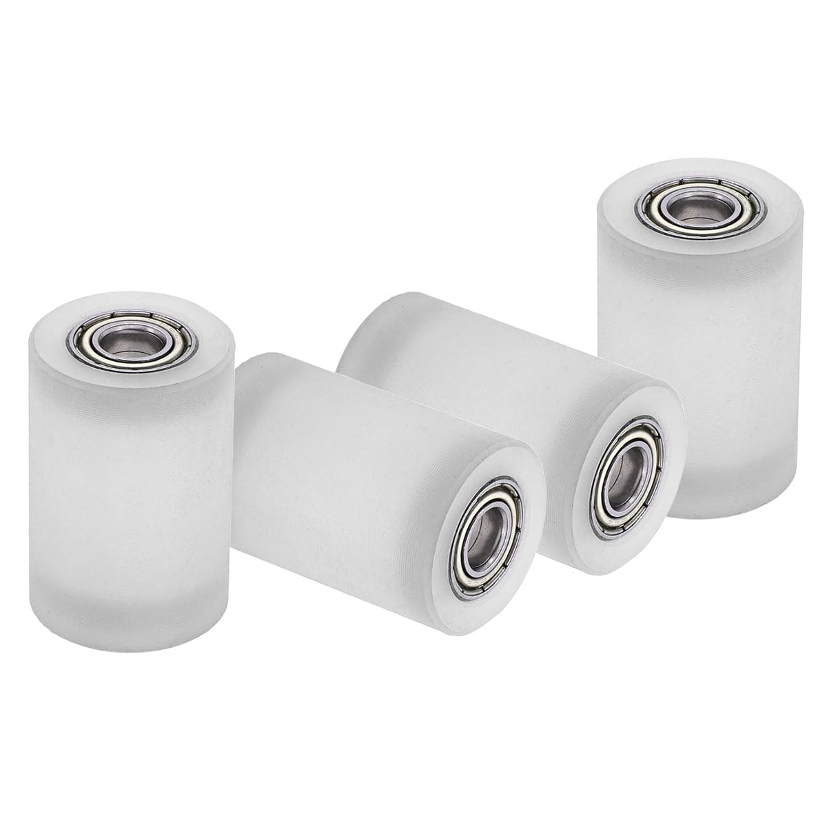4Pcs Plastic Roller Wheel with Bearings, ID 15/64" (6mm) x OD 25/32″ (20mm) x Length 1-3/16"(30mm), Guiding Wheel Flat Belt Idler (White)