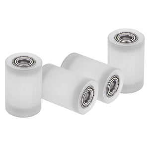 4Pcs Plastic Roller Wheel with Bearings, ID 15/64" (6mm) x OD 25/32″ (20mm) x Length 1-3/16"(30mm), Guiding Wheel Flat Belt Idler (White)