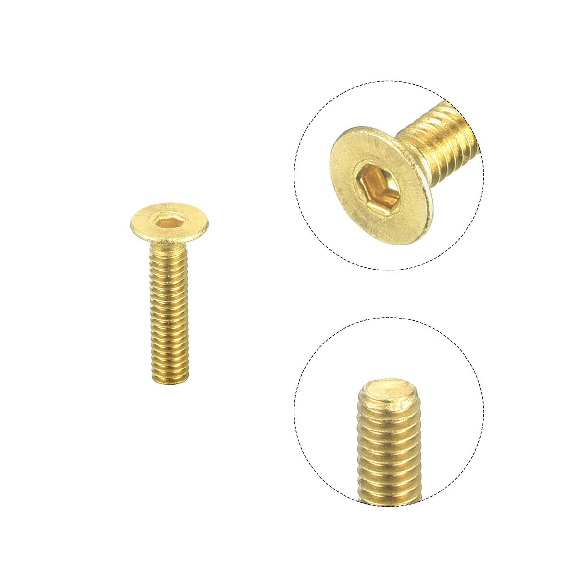 플랫 헤드 소켓 캡 스크루, M2.5-0.45 x 12mm 브라스 인너 헥사 드라이브 파이너터 볼트 50Pcs