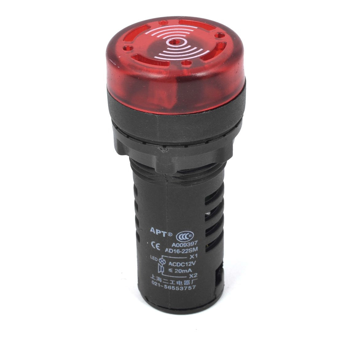 AC/DC 12V 20MA Equipment Signal Light Flash Buzzer Red Head