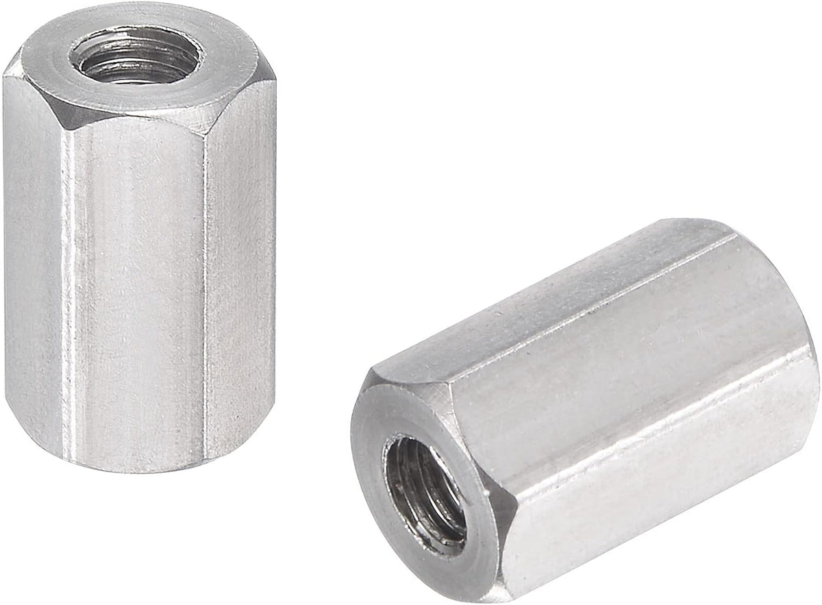 M4 x 0.7-Pitch 12mm Length 304 Stainless Steel Metric Hex Coupling Nut, 20-Pack