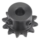 12 Tooth Roller Sprocket B Type, #25 Chain, Single Strand 1/4" Pitch, 6mm Bore Black Oxide C45 Carbon Steel with Set Screws for ISO 04C