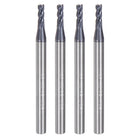 4pcs 2.5mm Dia 4mm Shank Square Nose End Mill 4 Flutes HRC45 Carbide AlTiN Coated CNC Router Bits Cutter Tools for End Milling CNC Machining