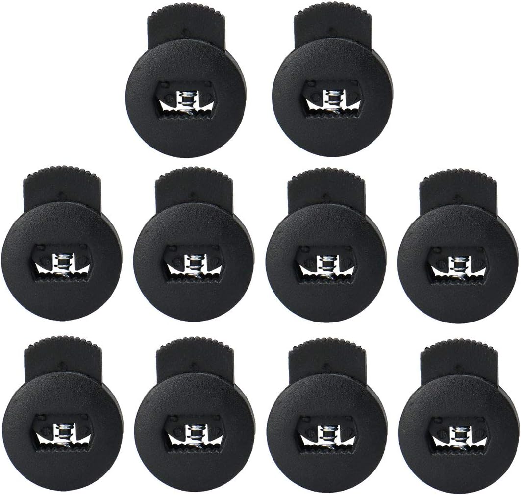 LinkMejor Plastic Cord Locks Stopper End Spring Stop Single Hole Toggle Fastener Rope End for Drawstring, Bag