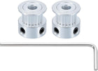 2 Pcs Aluminum 20 Teeth 5mm Bore 6mm Width Timing Belt Pulley Wheel Idler Pulley Synchronous Wheels Gear Part with Wrench for 3D Printer, Silver