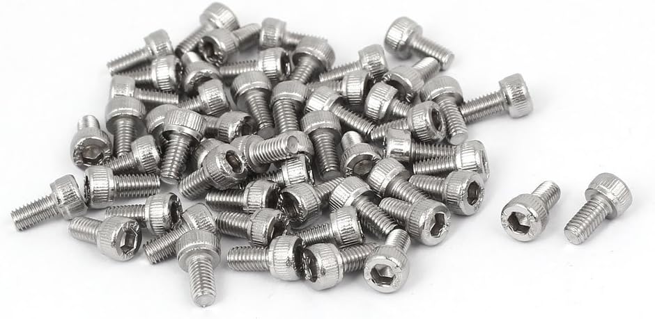 M3x6mm Thread 304 Stainless Steel Hex Socket Head Cap Screw Bolt DIN912 55pcs