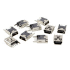 10 Pcs Mini USB Type B Female Socket 5-Pin 180 Degree Dip Jack Connector