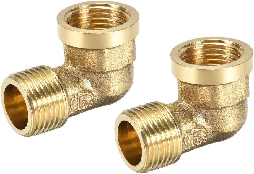 Brass Pipe Fitting 90 Degree Elbow G1/2 Male X G1/2 Female 2pcs