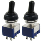 2 Pcs AC 125V 6A ON/Off/ON 3 Position DPDT Toggle Switch with Waterproof Boot