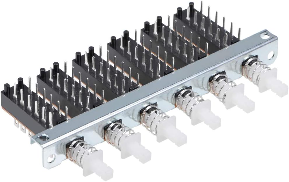 Interlock Push Button Switch Piano Type 4PDT 12 Pin 6 Row