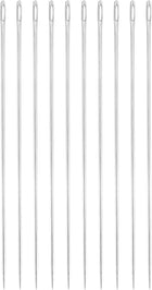 LinkMejor 60 Pcs Large Eye Sewing Needles, 4.92 Inch 1.6mm High Carbon Iron Embroidery Thread Needle Sewing Big Eye Needle Knitting Needles for Hand Sewing Art Crafts, Silver