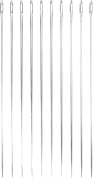 60 Pcs Large Eye Sewing Needles, 4.92 Inch 1.6mm High Carbon Iron Embroidery Thread Needle Sewing Big Eye Needle Knitting Needles for Hand Sewing Art Crafts, Silver