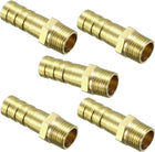 Brass Barb Hose Fitting Connector Adapter 8mm Barbed x G1/8 Male Pipe 5pcs Yellow