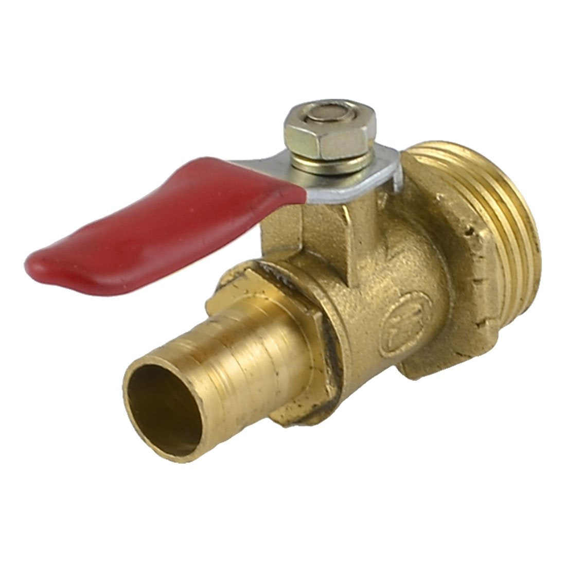 1/2" PT Male Thread to 10mm Hose Barb Red Lever Handle Brass Ball Valve