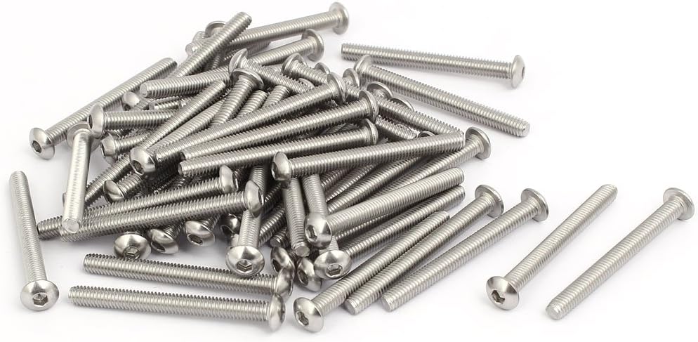 M4x40mm 304 Stainless Steel Button Head Hex Socket Cap Screws Bolts 55pcs