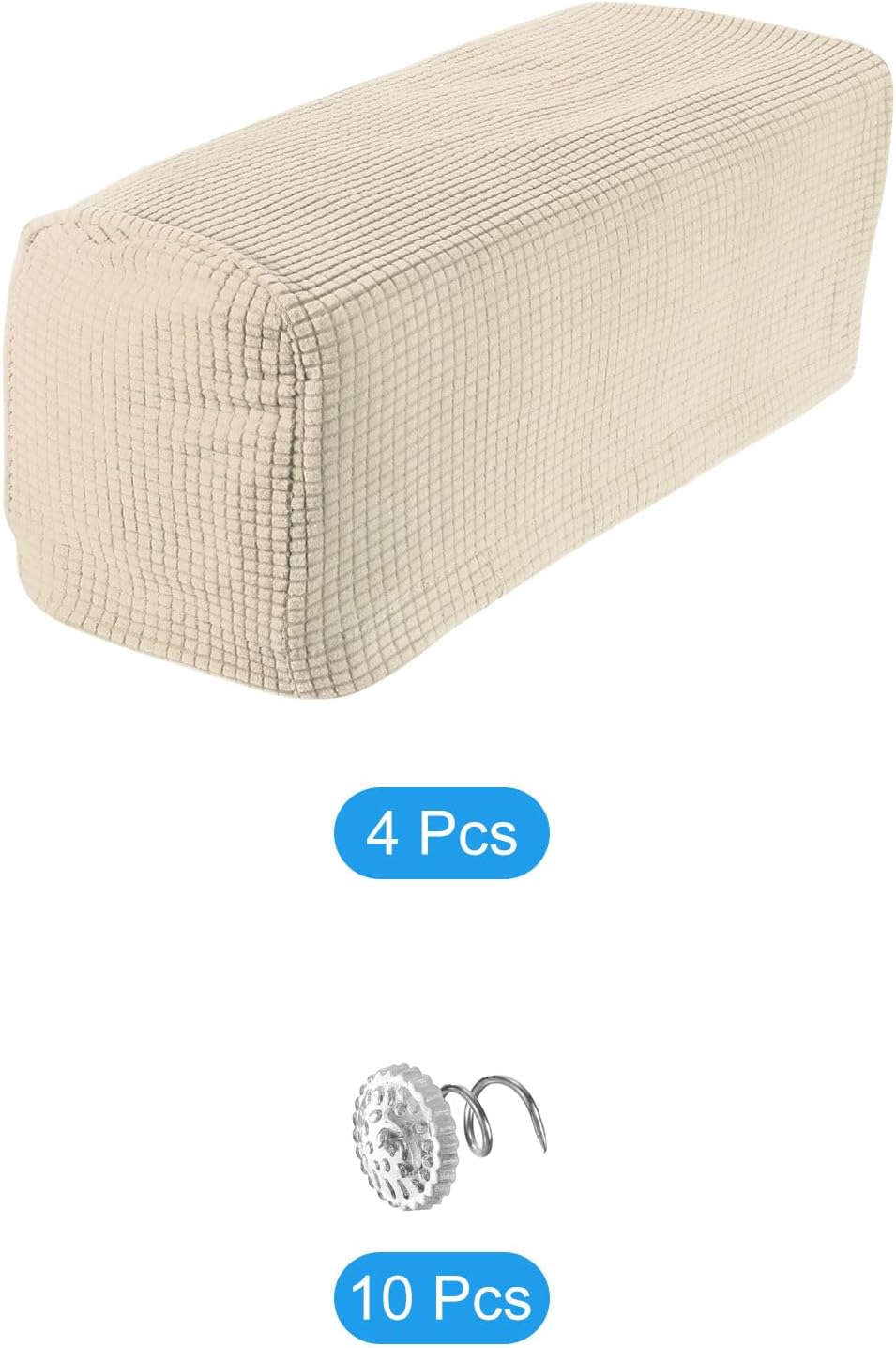 4pcs Stretch Armrest Covers voor Stoelen/Sofas, Armdekken met Draai Pin, Meubelbeschermer Slapzakken voor Sofa Stoel Ligstoel Sand