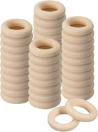 100Pcs 25mm(1-inch) Natural Wood Rings, 6mm Thick Smooth Unfinished Wooden Circles for DIY Crafting, Knitting, Macrame, Pendant