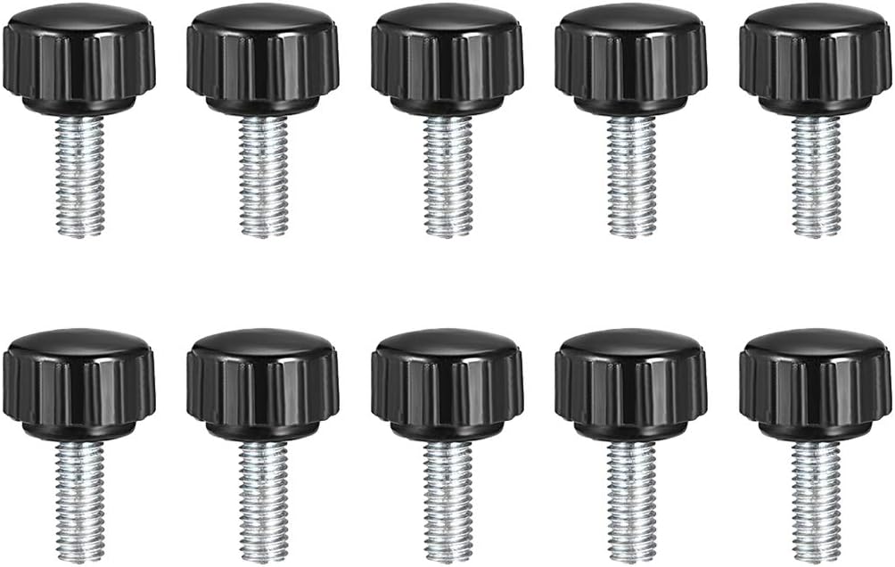 M5 x 16mm Metric Male Thread Knurled Clamping Knobs Grip Thumb Screw on Type Hand Clamping Handle Bolt with Plastic Knobs Black 10 Pcs