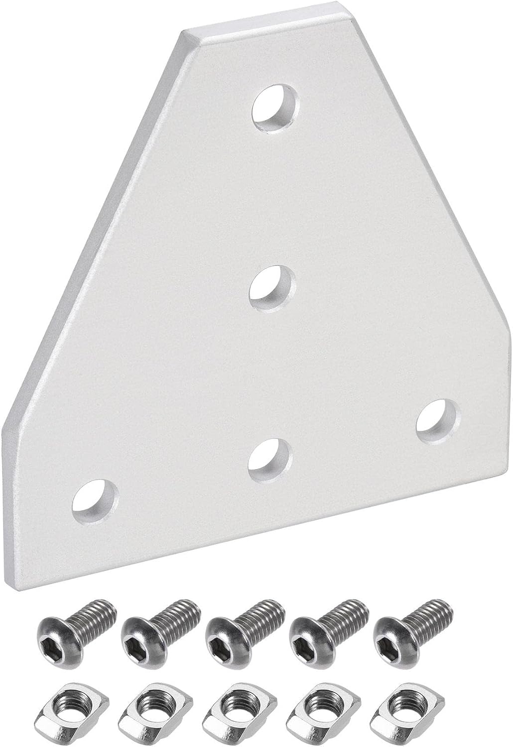 2Pcs Corner Bracket Plate T Shape 87x87mm 5-Hole Outside Joint Kits 3030 Aluminum Profile with T Nuts and Hex Socket Screws White for Frame Structure