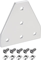 2Pcs Corner Bracket Plate T Shape 87x87mm 5-Hole Outside Joint Kits 3030 Aluminum Profile with T Nuts and Hex Socket Screws White for Frame Structure