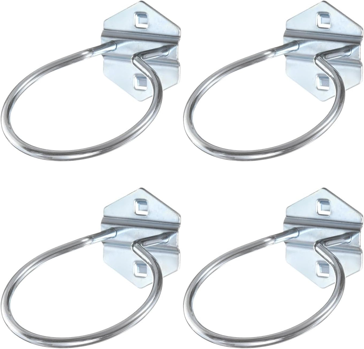 4Pcs Metal Square Peg Board Hooks, 4.7x3.1 Heavy Duty Exhibition Display Hooks Square Hole Peg Round for 3/8" Spaced Pegboards, Retail Shelf Rack Hook, Silver