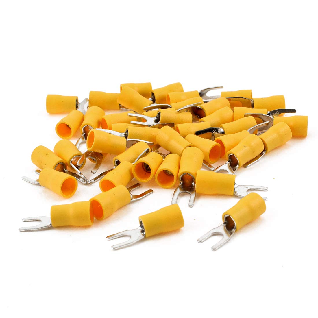 SV5.5-4S Pre Insulated Fork Terminal with 42 Piece for AWG 12-10 Wire and #8 Stud, Yellow
