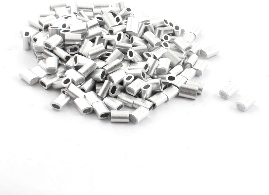 200PCS 1.2mm Steel Cables Aluminium Wire Rope Oval Ferrules 6mm x 2mm