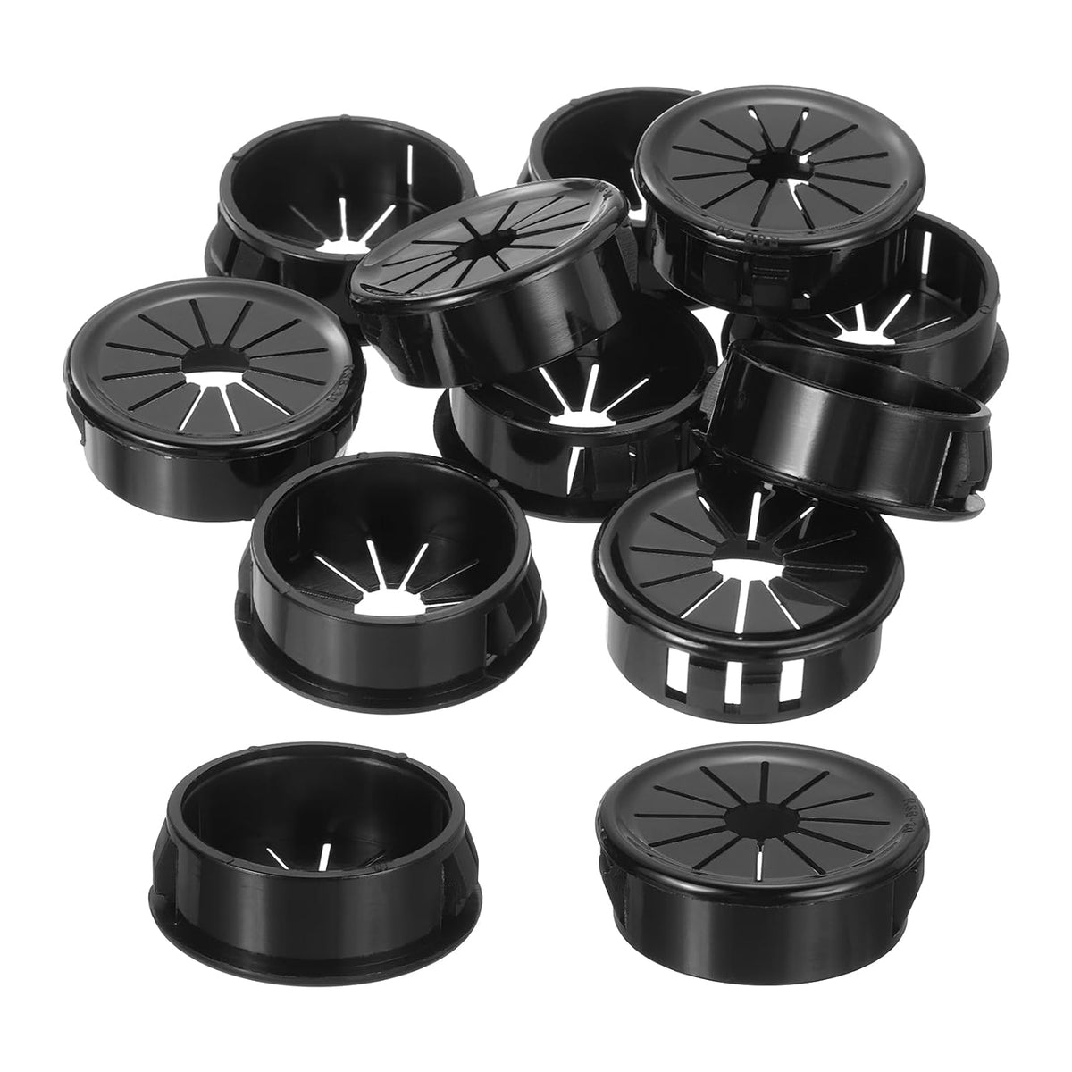 20Pcs Cable Grommets, Snap Bushing Grommet for Holes with 1.18"(30mm) Mounting, Round Nylon Snap in Cable Desk Grommet for Cables and Cords Management, Black
