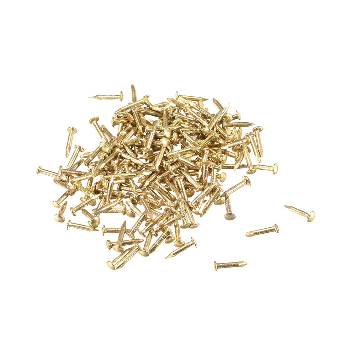 Small Tiny Nails 1X8mm(DXL) for Wooden DIY Decorative Pictures Boxes Household Accessories Brass Tone 300pcs