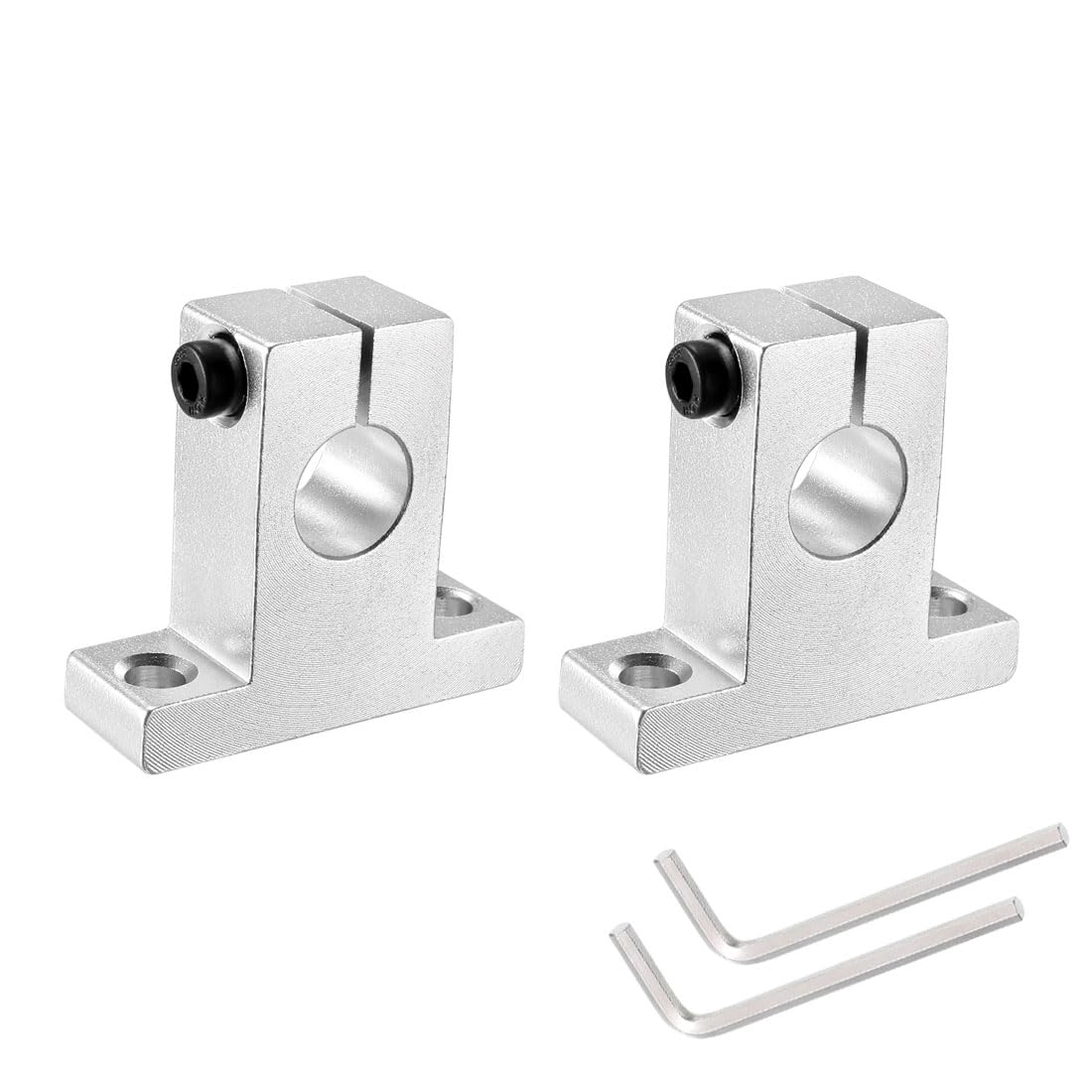 2pcs SK12 Aluminum Linear Rod Rail Shaft Support for 12mm Diameter Shaft, Linear Motion Rail Guides Mounting Bracket for CNC Machine, 3D Printer, Automation Equipment, Silver Tone
