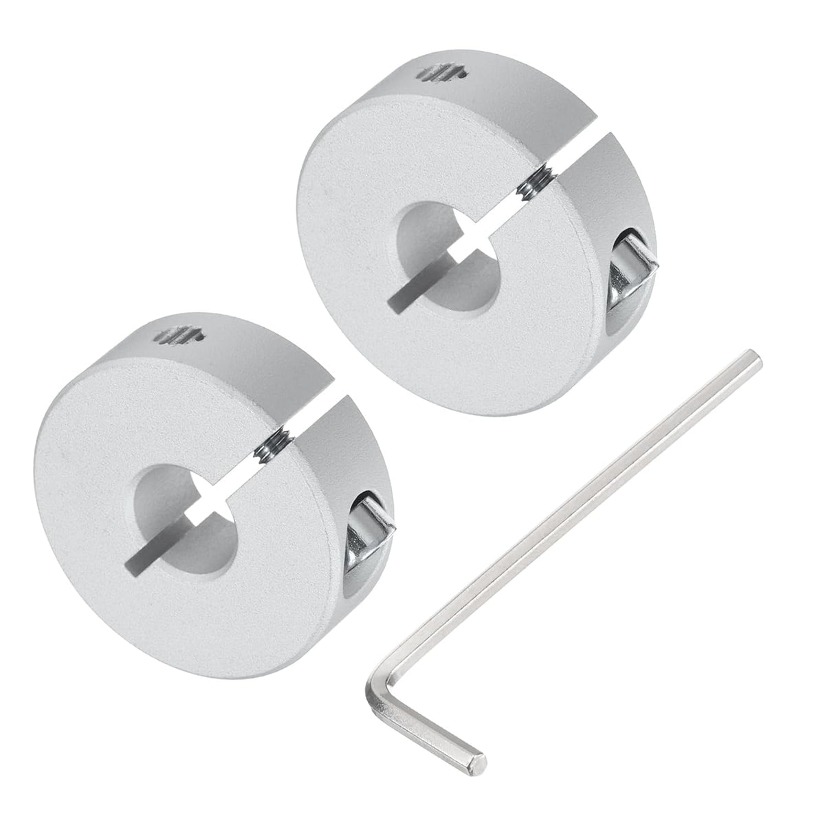 Single Split Shaft Collar Set for 10mm Shaft, One-Piece 2pcs Clamping Collars 30mm OD, 10mm Thickness, Aluminum Alloy Clamp-On Collar with M4 Set Screws and a Wrench